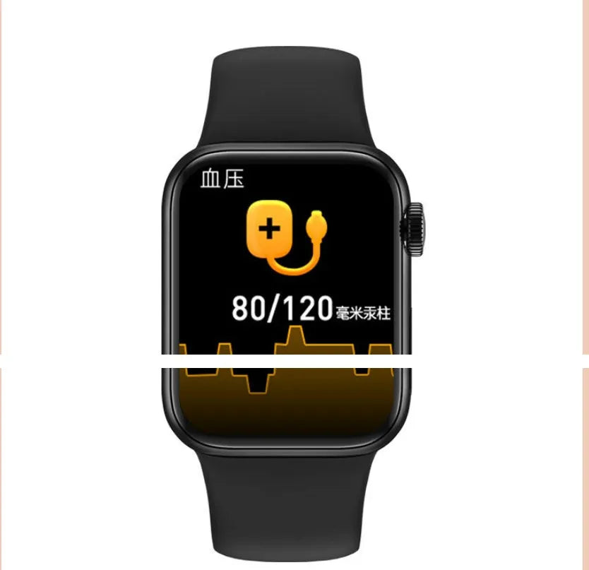 M16Plus smart watch on wrist showing 1.8-inch screen, zinc alloy case, and rotary encoder side button.