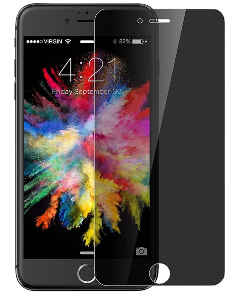 Anti-peeping tempered glass screen protector for iPhone on a table