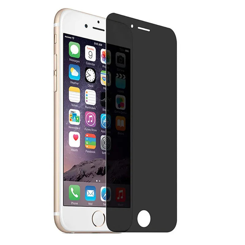 Anti-peeping tempered glass screen protector for iPhone on a table