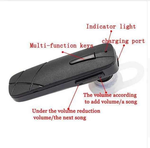 Black and white Bluetooth V4.1 wireless earphones with earplug design showing battery display