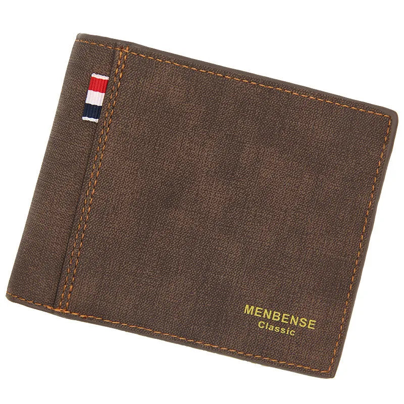 Men's retro style tri-fold wallet showing large capacity design