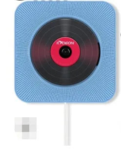 Wall-mounted CD and DVD player in a choice of colours: white, black, blue, or pink.