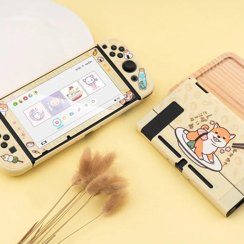 Nintendo Switch protective silicone shell with back grip and PC hard cover