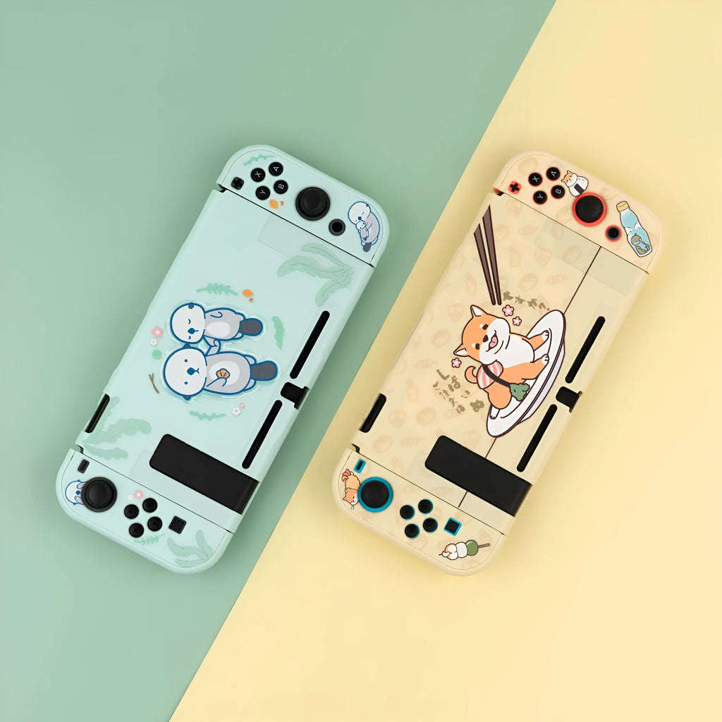 Nintendo Switch protective silicone shell with back grip and PC hard cover