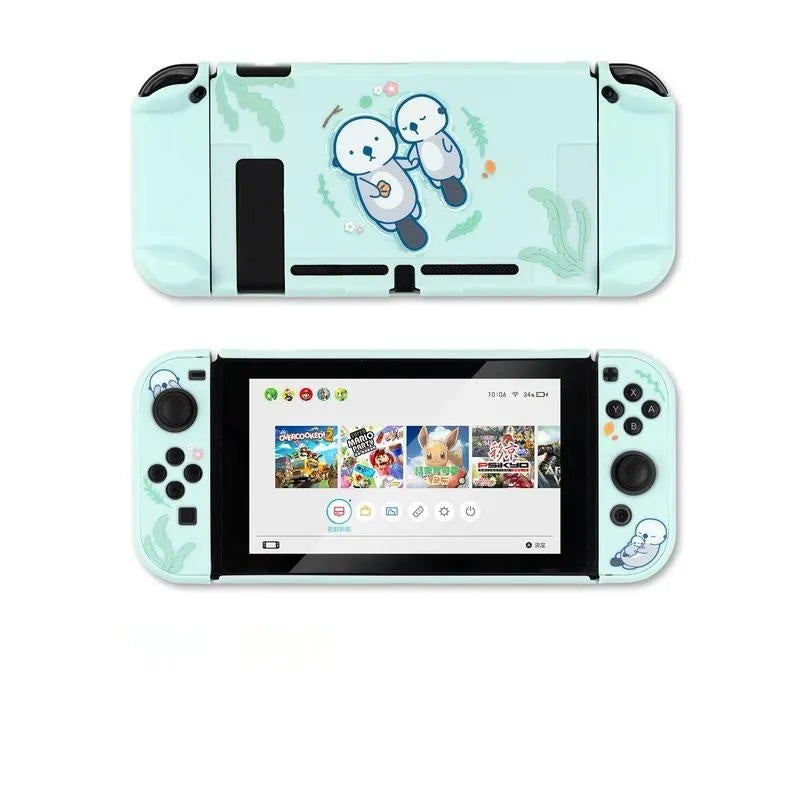 Nintendo Switch protective silicone shell with back grip and PC hard cover