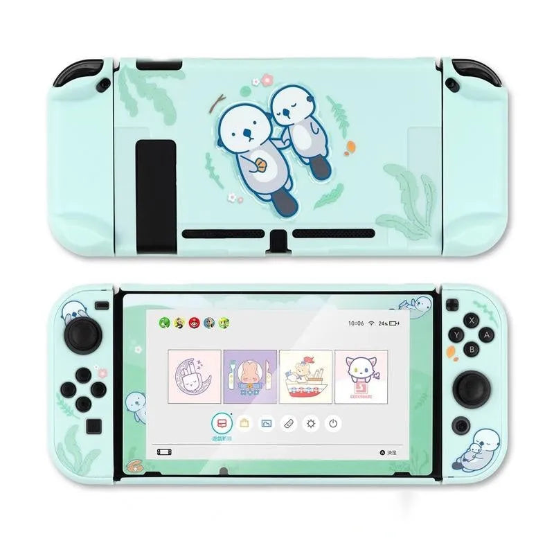 Nintendo Switch protective silicone shell with back grip and PC hard cover