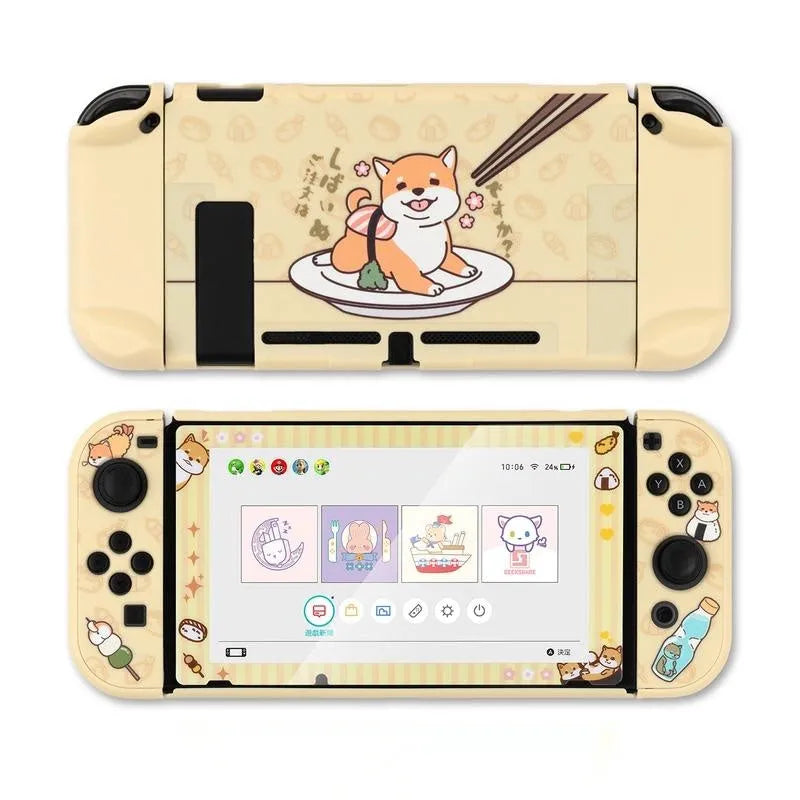 Nintendo Switch protective silicone shell with back grip and PC hard cover