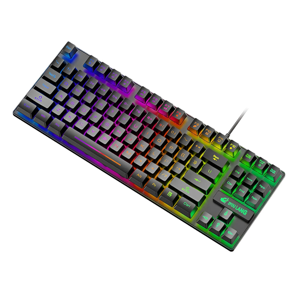 Black mechanical gaming keyboard with ABS construction and simple design