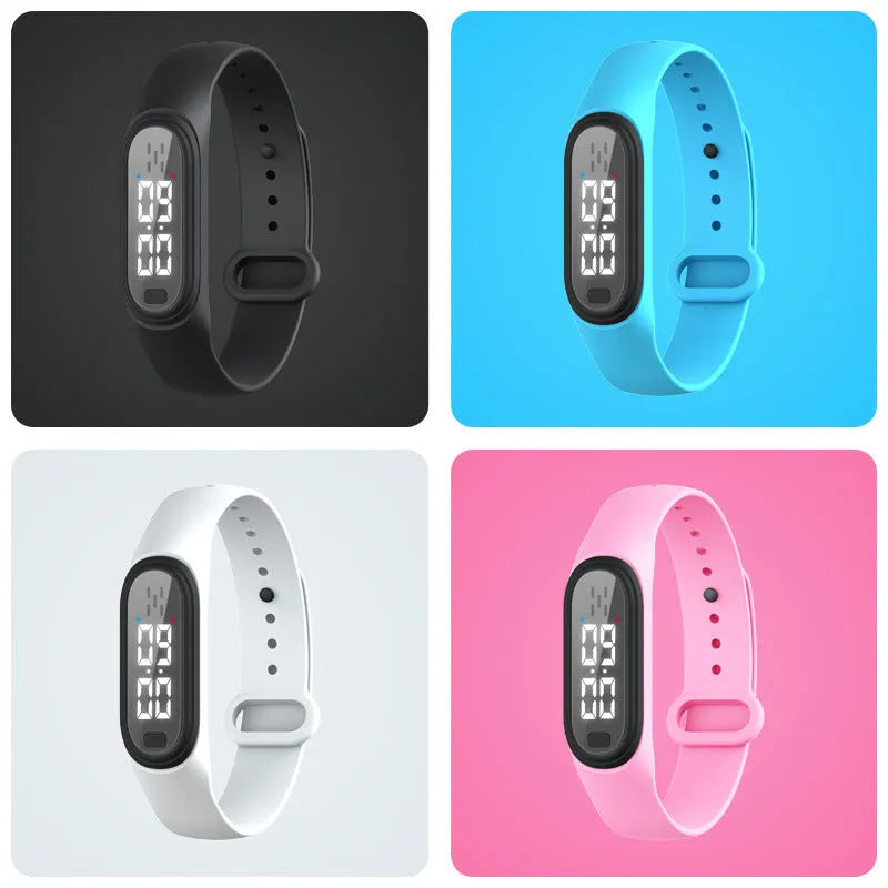 Ultrasonic electronic mosquito repellent bracelet watch in black, white, blue, or pink colours