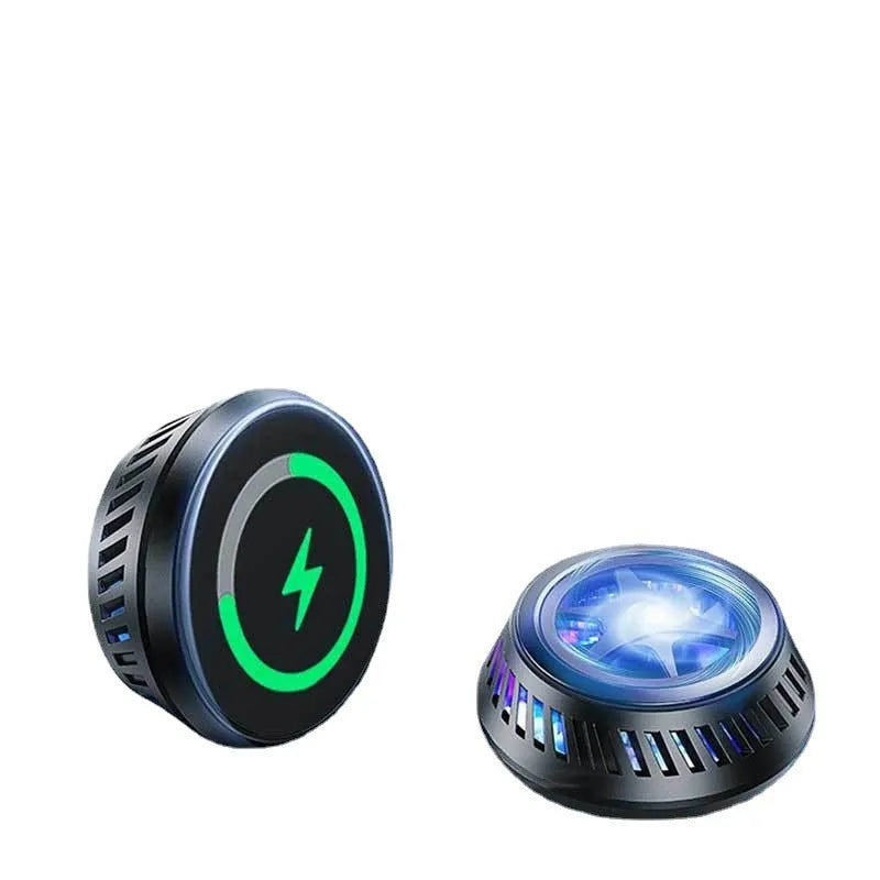 Black magnetic phone cooler charging stand for Apple iPhone 12 12 Pro 12 Pro Max with small fan and liquid cooling