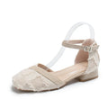 Women's flats shoes with ankle strap dorsay design and 3cm low heel in suede material