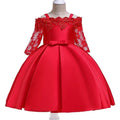 Girls lace-trimmed polyester dress available in dark red, green, pink, red and white colours