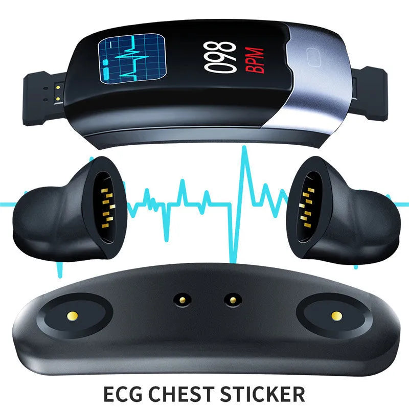 Smart bracelet with heart rate and blood pressure monitoring in black, blue, and red colour options