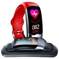 Smart bracelet with heart rate and blood pressure monitoring in black, blue, and red colour options