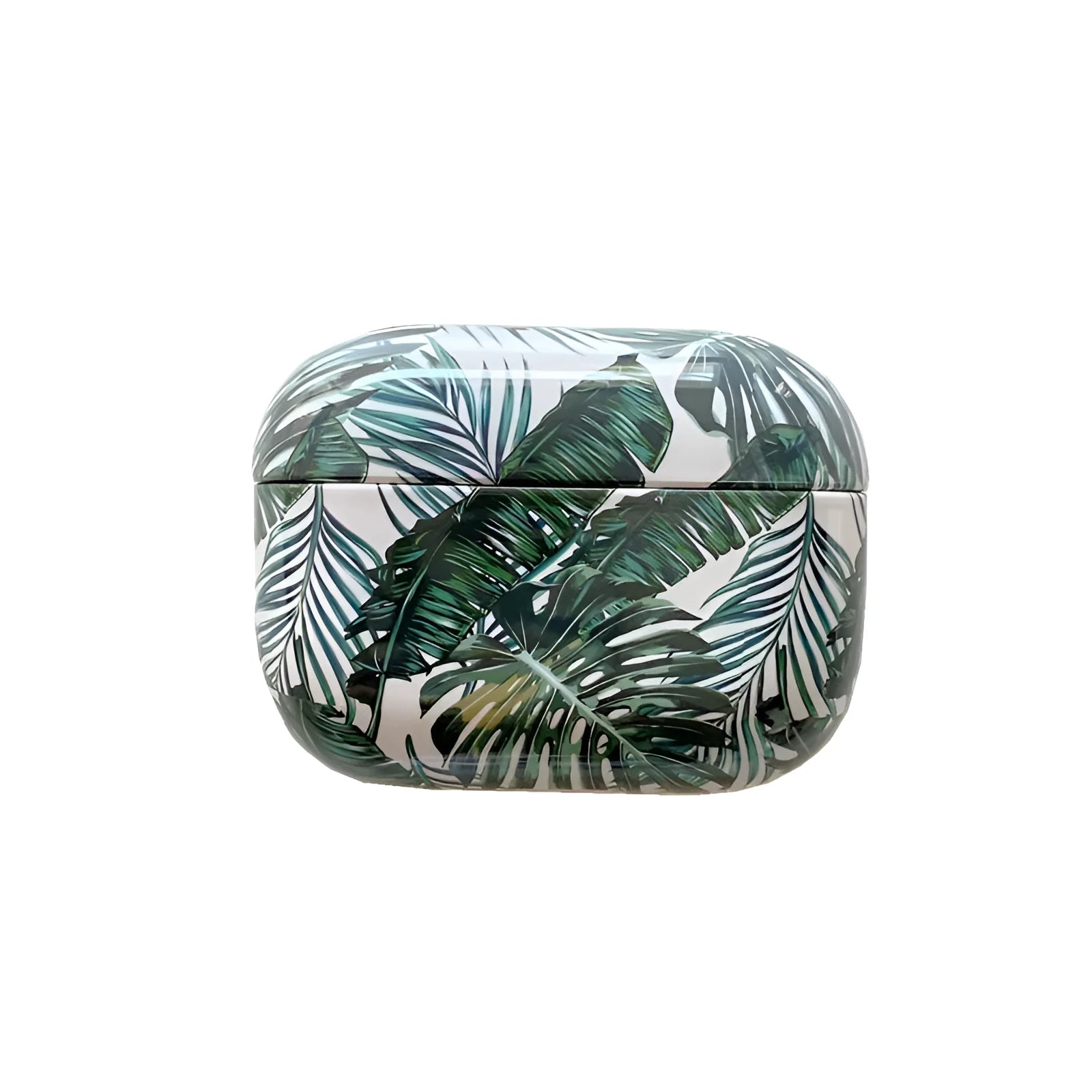 Blue and green TPU AirPods cases with banana leaf pattern for AirPods 1, 2, and Pro models.