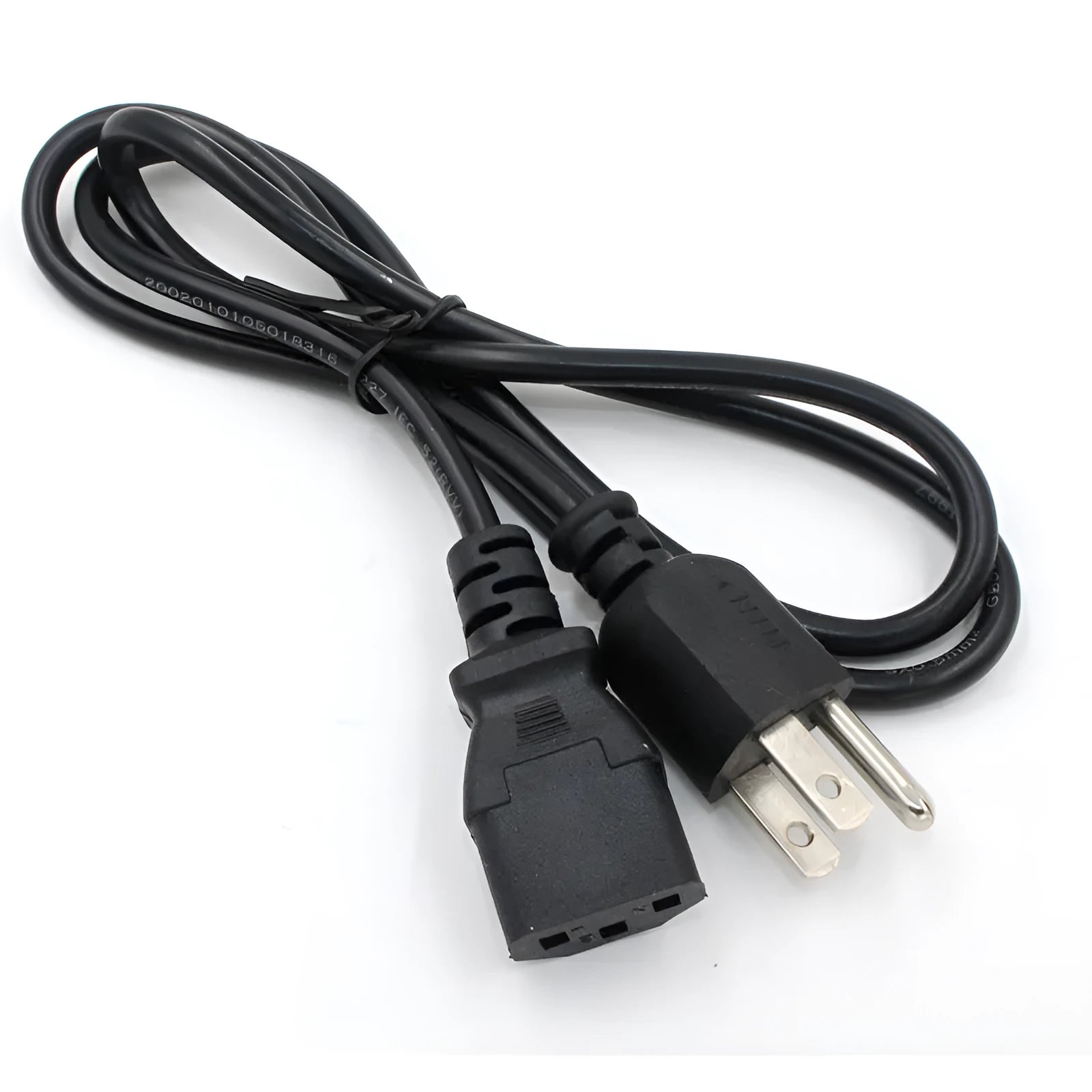 Black US power cord with three-pin plug and 1.2m length