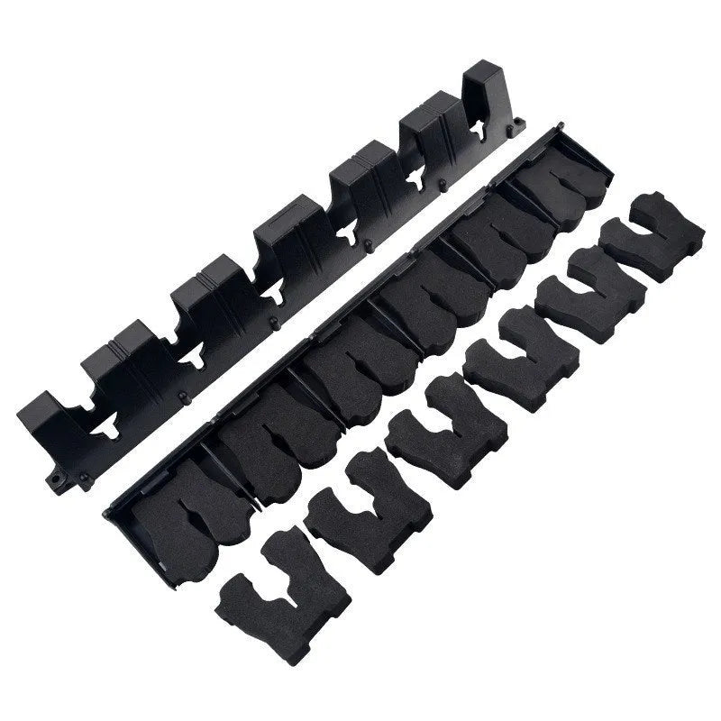 Black wall-mounted fishing rod rack made from ABS and EVA, 41.5cm long, 6.1cm wide, for Luya rod storage