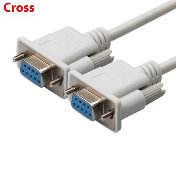 Female to female DB9 RS232 serial cable 1.5 metres long with milky white insulation