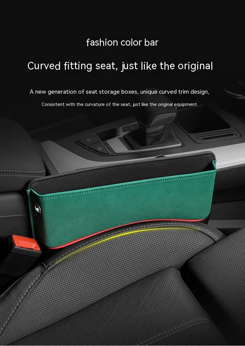 Leather car seat storage box in beige colour showing waterproof pressure resistant construction