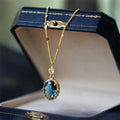 French retro gold necklace with geometric pendant on adjustable chain