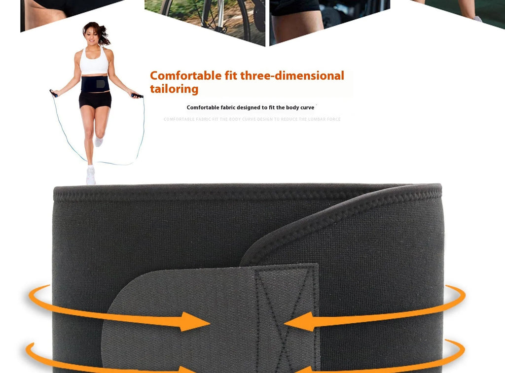 Neoprene lumbar support belt for adult fitness and running in black colour