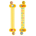 Yellow plastic children's digital decomposition ruler with cartoon graphics, showing 24.5 cm length.