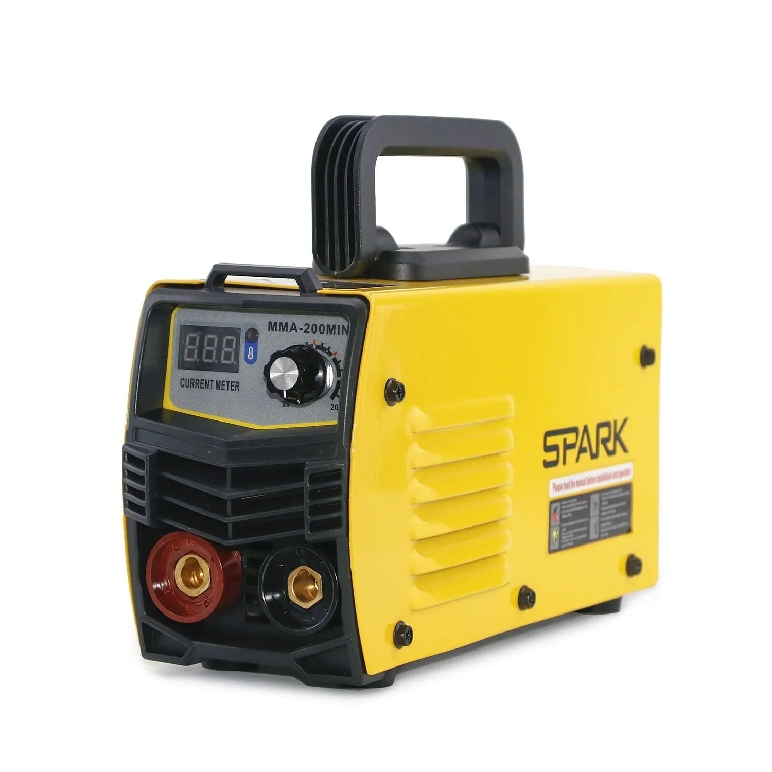 MMA-200MIN household DC welding machine with face shield and welding accessories on workbench