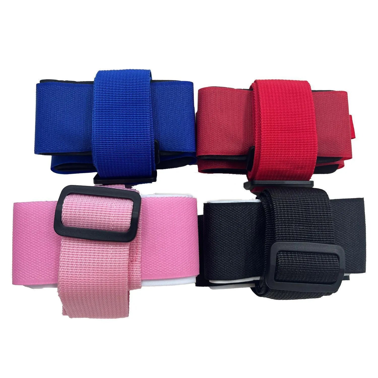 Adjustable skiing bandage strap with hook and loop closure for double board transport