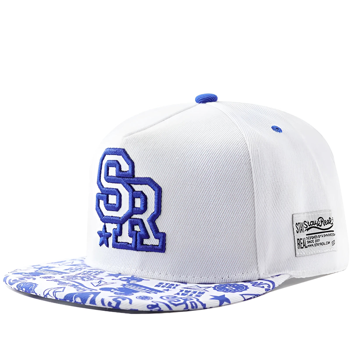 Adjustable cotton baseball cap in dome crown style, available in black and white colours