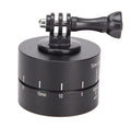 Lapse 360-degree auto rotate camera tripod head mounted on a tripod with a GoPro camera attached.