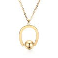 Stainless steel bead chain necklace with geometric pendant in gold or silver electroplated finish