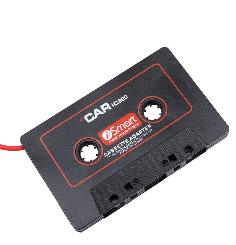 Black car audio cassette converter with 3.5mm cable for MP3 players and mobile phones