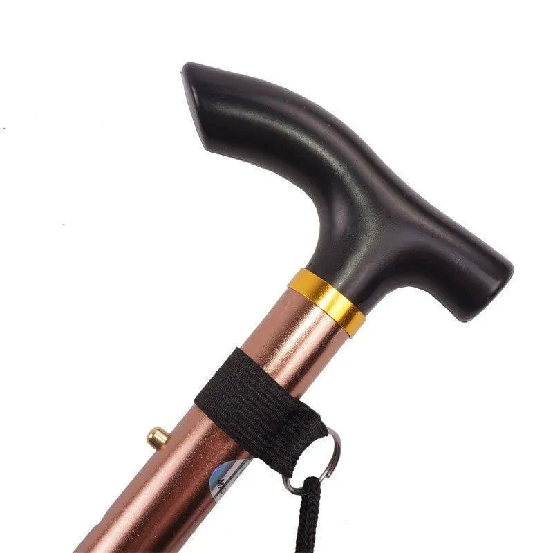 Adjustable aluminium folding walking cane with non-slip rubber tip in silver colour
