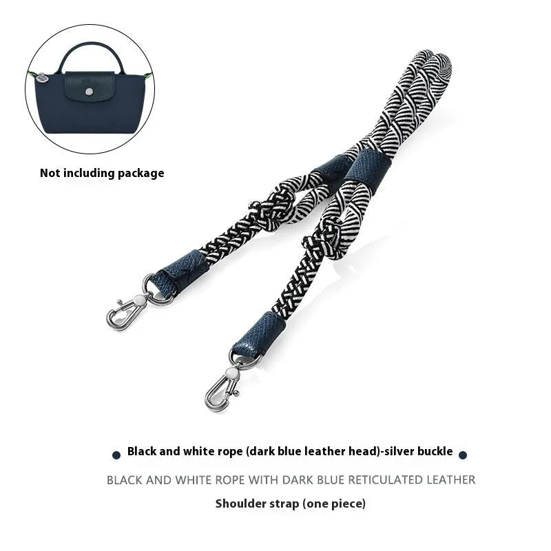 Braided nylon and leather shoulder strap with alloy buckle for bag modification