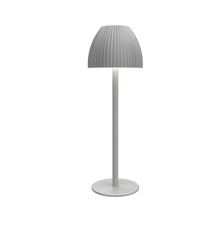 Small modern night lamp with dimming controls and thin round base in black or white colour options