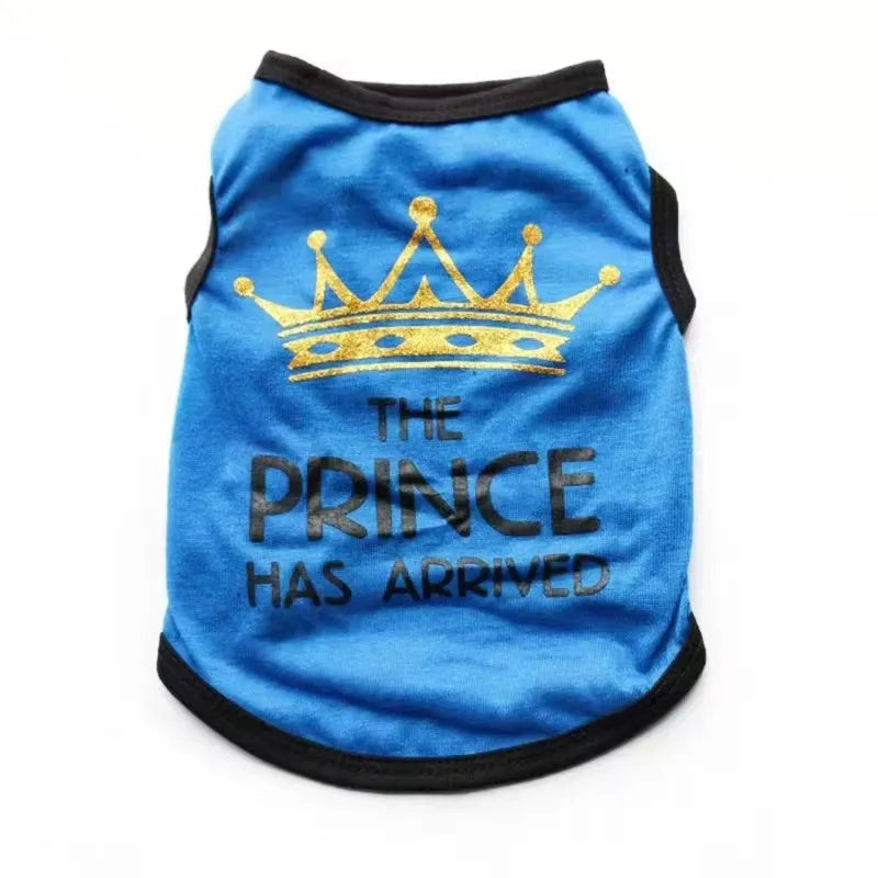 Lightweight cotton summer vest for a dog shown in a choice of six colours including black, grey, blue, pink, and rose.