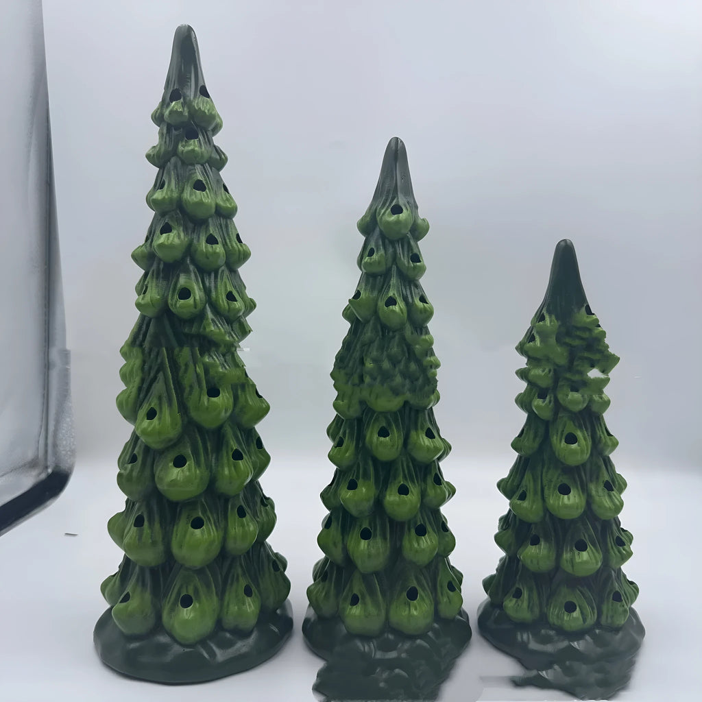 Resin Christmas tree ornament with LED lights in European style for outdoor courtyard decoration