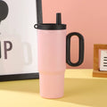 Large portable straw cup with carrying handle in multiple colour options