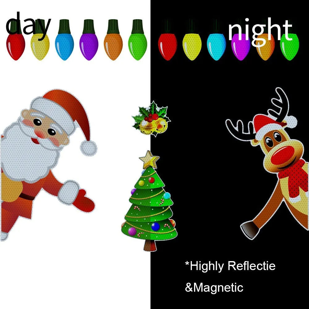 Cartoon Christmas elk reflective magnetic car decoration sticker medium size RFM025 colour