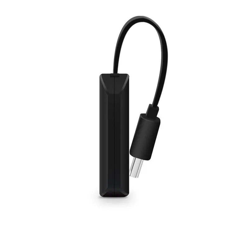Black USB HDMI TV dongle for smartphone screen mirroring, measuring 52mm by 26mm.