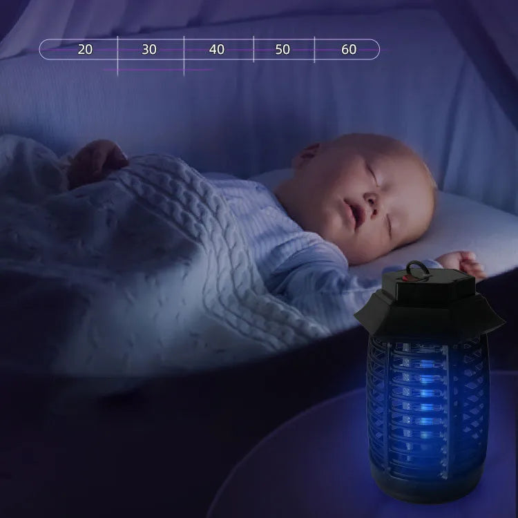 Black aromatherapy mosquito killer lamp with either UV or LED tube for indoor pest control