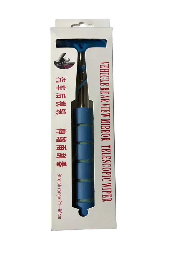 Stainless steel retractable wiper for car rearview mirror with extended arm