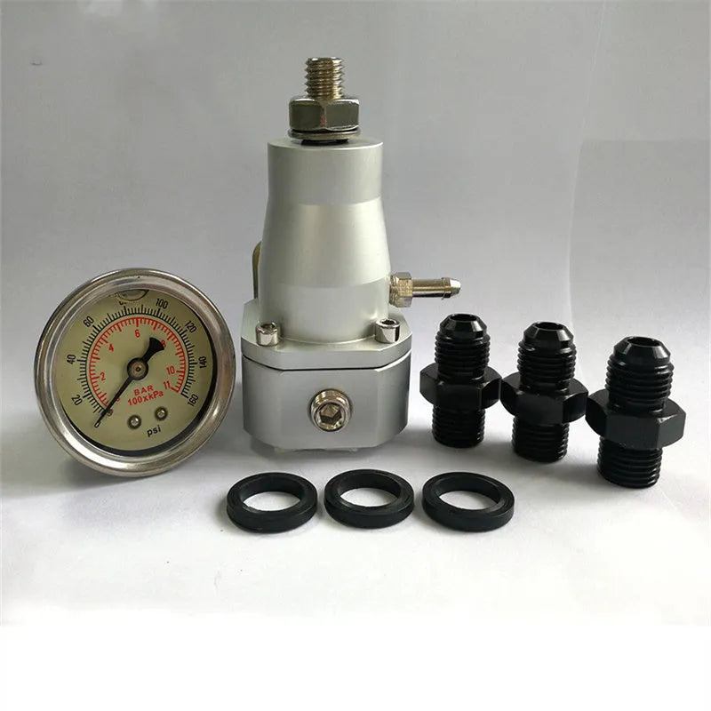 Black CNC aluminium universal fuel pressure regulator with pressure adjustment