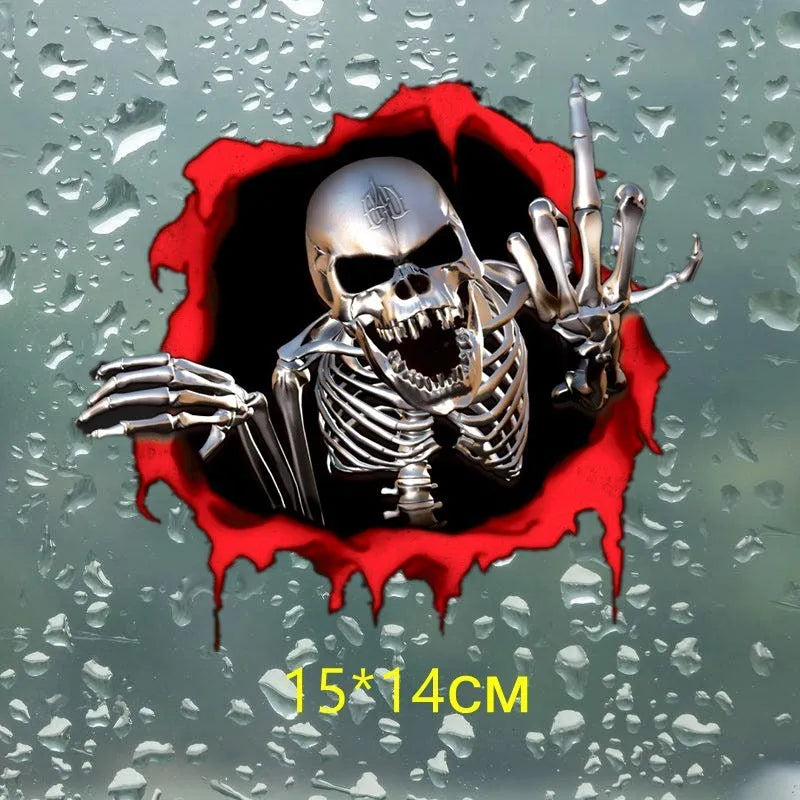 Colourful broken-shell pattern reflective metal skull car sticker on PET film