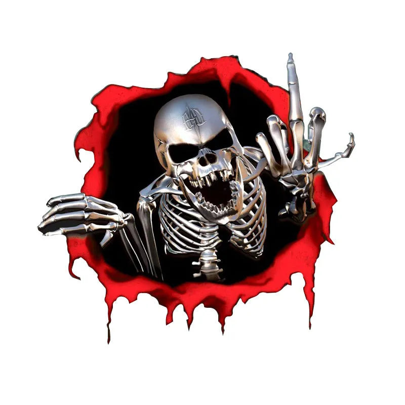 Colourful broken-shell pattern reflective metal skull car sticker on PET film