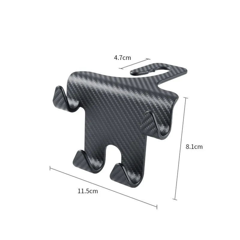 Black ABS car multifunction hook bracket with integrated mobile phone holder for rear seat storage