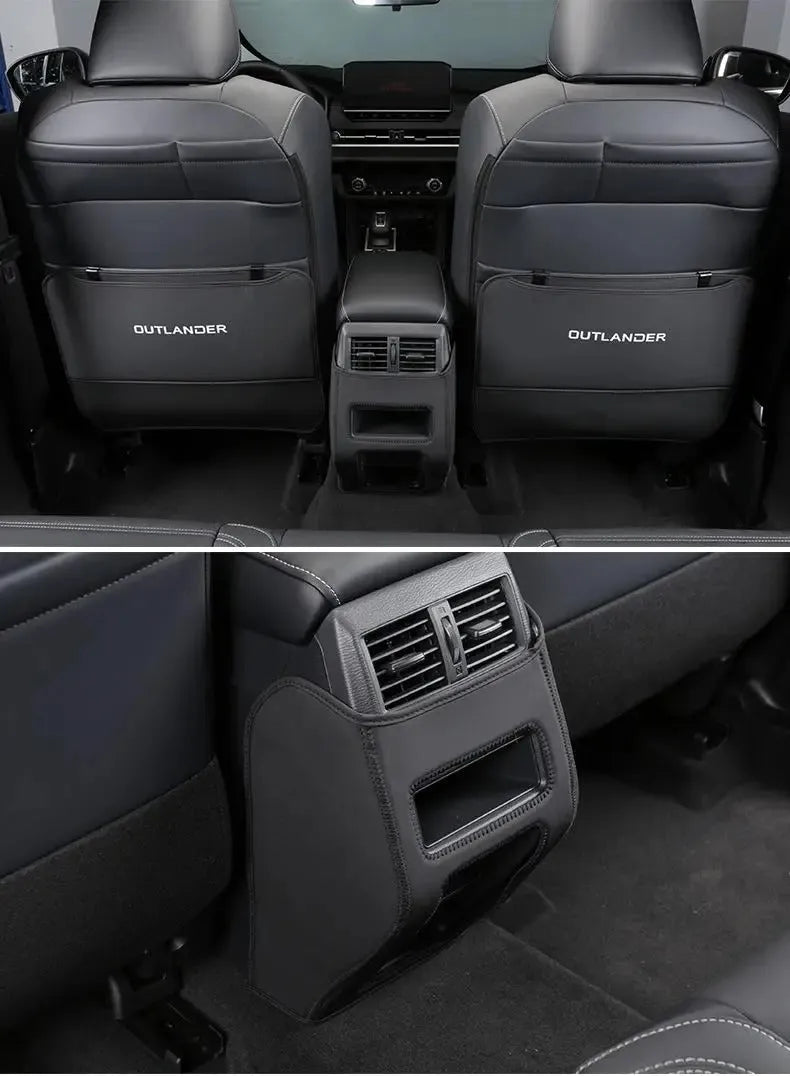 Three leather anti-kick protection pads for 2023 Outlander seats and console in black, grey and brown