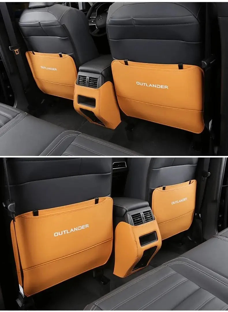 Three leather anti-kick protection pads for 2023 Outlander seats and console in black, grey and brown