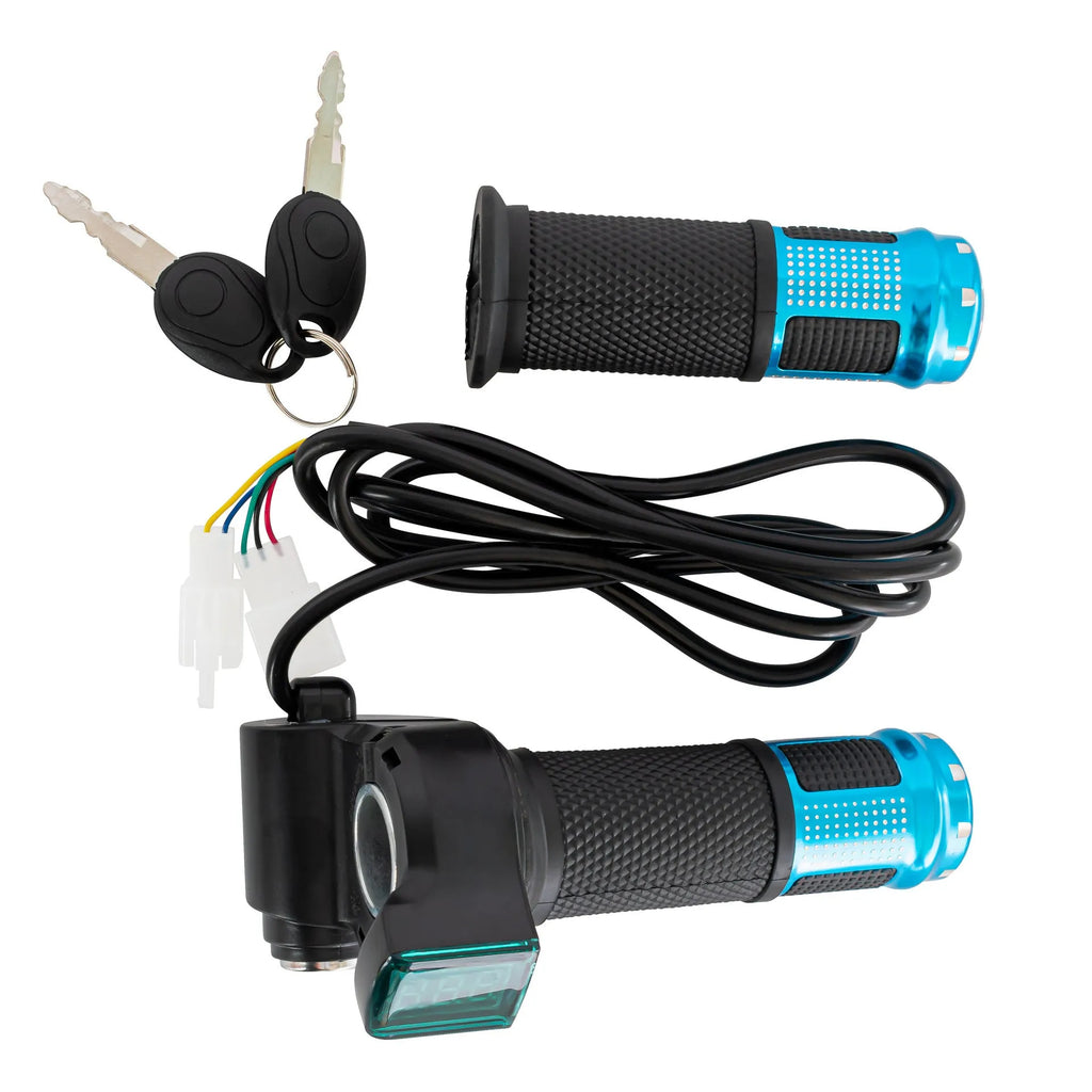 Electric scooter handlebar replacement grip in choice of colours with 5-core wiring connector visible.