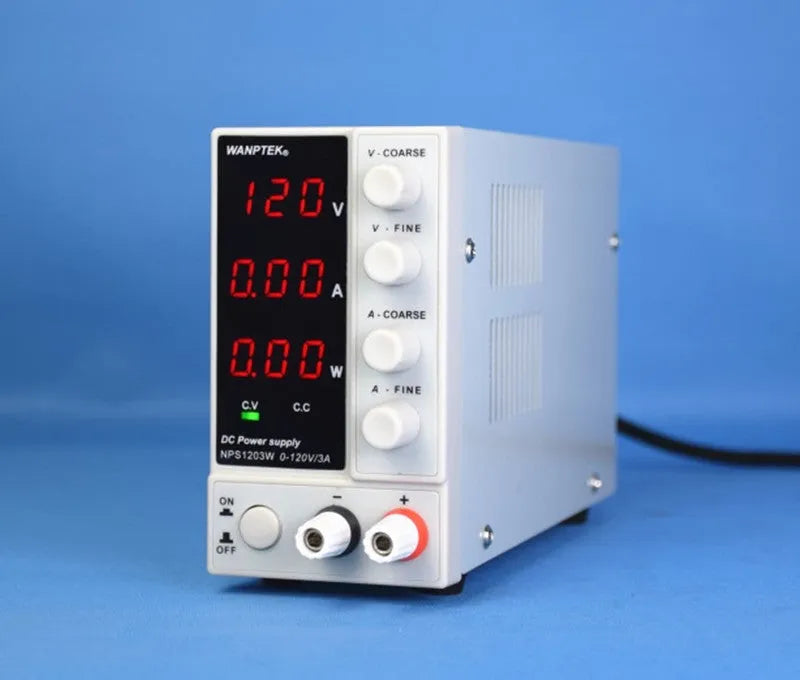 White NPS605W adjustable DC laboratory bench power supply with 0-60V 0-5A output.